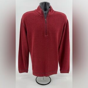 Tommy Bahama Jeans Reversible Red 1/4 Zip Sweater Mens Size XL *See Measurements